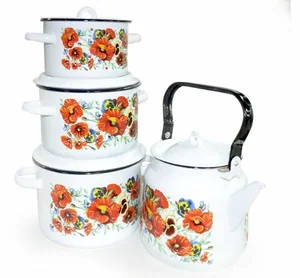 КМК Набор кастрюль (7пр.) Маки мечта белый
