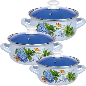 КМК Набор кастрюль (6пр.) Гортензия Экстра голубой