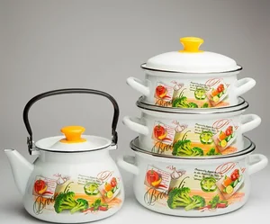 КМК Набор кастрюль (7пр.) Брокколи белый