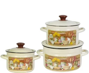 КМК Набор кастрюль (6пр.) Сельский мотив 1 слоновая кость