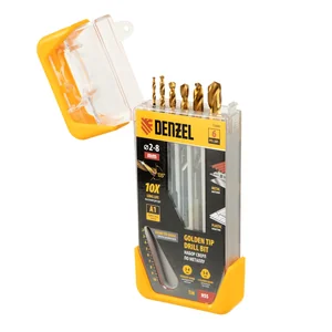 Denzel Набор сверл по металлу, 2-3-4-5-6-8 мм, HSS-Tin, Golden Tip, 6 шт 72300