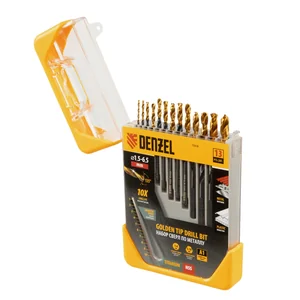 Denzel Набор сверл по металлу, 1,5-6,5 мм, HSS-Tin, Golden Tip, 13 шт 72318