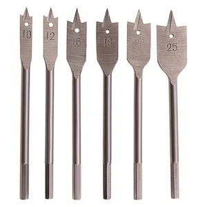 Sparta Набор сверл перовых по дереву, 10-12-16-18-20-25 мм, 6 шт, шестигранный хвостовик 704055