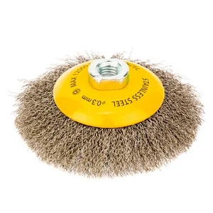 Denzel Щетка для УШМ, 125 мм, "Тарелка", витая нержавеющая проволока 0.3 мм, М14 746163