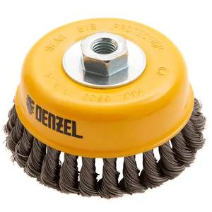 Denzel Щетка для УШМ, 125 мм, "Чашка", крученая нержавеющая проволока 0.5 мм, М14 746273