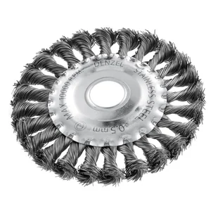 Denzel Щетка для УШМ, 125 мм, "Плоская", крученая нержавеющая проволока 0.5 мм, посадка 22.2 мм 746323