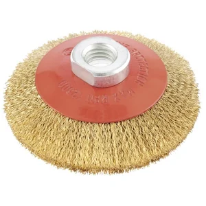 Matrix Щетка для УШМ, 100 мм, М14, "тарелка", латунированная витая проволока 74608