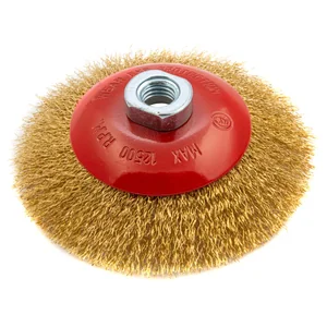 Matrix Щетка для УШМ, 125 мм, М14, "тарелка", латунированная витая проволока 74616