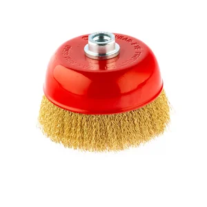 Matrix Щетка для УШМ, 125 мм, М14, "чашка", латунированная витая проволока 74606