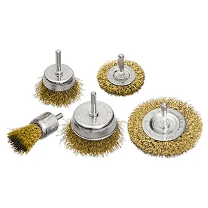 Matrix Набор щеток для дрели, 5 шт, 2 плоские, 50-75 мм, 3 "чашки", 25-50-75 мм, со шпильками 74492