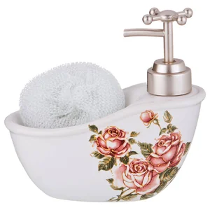Lefard Дозатор Для Моющего Средства  Корейская Роза  300 Мл + Губка 15*7*15 См 755-198