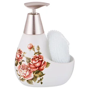 Lefard Дозатор Для Моющего Средства  Корейская Роза  350 Мл. 11*9 См. Высота=16 См. + Губка 755-190