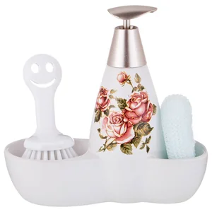Lefard Дозатор Для Моющего Средства  Корейская Роза  500 Мл + Губка И Щетка 20*9*18 См 755-186