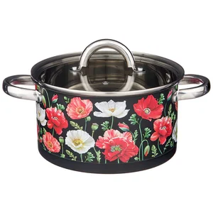 Lefard Кастрюля Agness  Маки  Со Стеклянной Крышкой, Нерж.сталь, 4,6л 22х12 См. 916-308