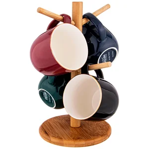 Lefard Набор Из 4 Кружек На Деревянной Подставке Lefard  Break Time  310 Мл Микс 756-244