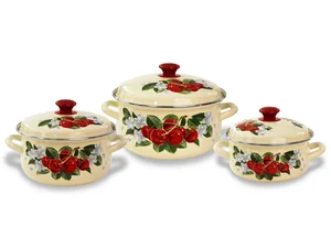 КМК Набор кастрюль Вишневая ветка-1 (слон.) 2л, 3л, 4л