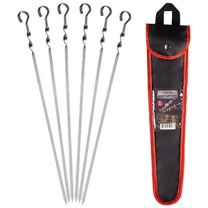 Mallony Набор шампуров ECOS 450*10*0,7мм, угловой, с витком, 6шт., в чехле. 182540-SK