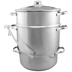 Mallony Соковарка из нерж стали DILETTO, объем 8 л, 3 чаши, стекл крышка с пароотводом, зерк полир. 003492-SK