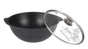 KUKMARA Казан для плова 4,5л c антипригарным покрытием (темный мрамор), со стеклянной крышкой кмт47а
