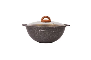 KUKMARA Казан для плова 4,5л со стекл. крышкой, АП линия Granit ultra (black-gold) кгб47а