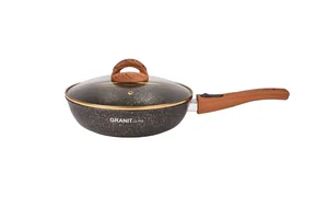Кукмара Сковорода 240мм со съемной ручкой,стекл.крышкой, АП линия Granit ultra (black-gold) сгбг243а