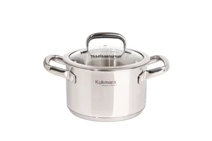 Кукмара Кастрюля из нержавеющей стали 1,8л со стеклянной крышкой, линия Leon LN-CA1816G