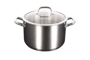 Кукмара Кастрюля из нержавеющей стали 10л со стеклянной крышкой, линия Leon LN-CA10028G