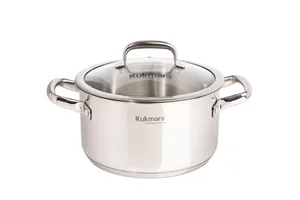 Кукмара Кастрюля из нержавеющей стали 3л со стеклянной крышкой, линия Leon LN-CA3020G