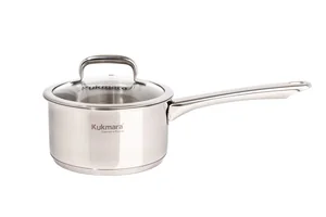 Кукмара Ковш из нержавеющей стали 1,5л со стеклянной крышкой, линия Leon LN-LDL1516G