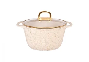 KUKMARA Кастрюля 3,5л со стеклянной крышкой, АП линия Грация (белый/золото) кбз35а