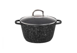 KUKMARA Кастрюля 3,5л со стеклянной крышкой, АП линия Грация (черный/серебро) кчс35а