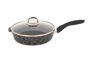 Кукмара Сковорода 26 см с ручкой, со стеклянной крышкой АП линия Грация (черный/серебро) сгчс261а