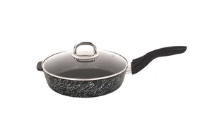Кукмара Сковорода глубокая 240мм со съемной ручкой,со стекл.крышкой,АП линия Грация (черный/серебро) сгчс242а