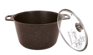 KUKMARA Кастрюля 10л с антипригарным покрытием (кофейный мрамор) со стеклянной крышкой кмк102-1а