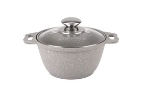 KUKMARA Кастрюля 2л с антипригарным покрытием (светлый мрамор) со стеклянной крышкой кмс22а