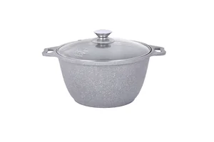 KUKMARA Кастрюля 3л с антипригарным покрытием (светлый мрамор) со стеклянной крышкой кмс32а