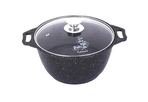KUKMARA Кастрюля 4л с антипригарным покрытием (темный мрамор) со стеклянной крышкой 42а-кмт