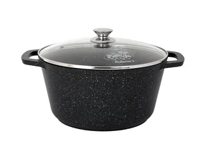 KUKMARA Кастрюля 6,5л с антипригарным покрытием (темный мрамор) со стеклянной крышкой кмт652а
