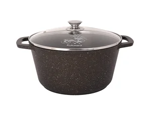 KUKMARA Кастрюля 6,5л с антипригарным покрытием (кофейный мрамор) со стеклянной крышкой кмк652а