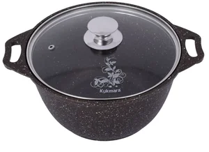 KUKMARA Кастрюля 6л с антипригарным покрытием (кофейный мрамор) со стеклянной крышкой кмк62-1а