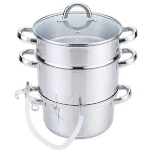 Mallony Соковарка из нерж стали MAL-JUICER-1, объем 6 л, 3 чаши, стекл крышка с пароотводом, зерк полир. 985879-SK