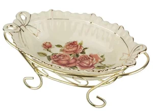 Lefard Блюдо На Металл.подставке Корейская Роза 22*14*9 См. 126-525