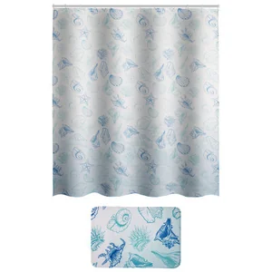 Mallony Набор для ванной комнаты Ракушки: коврик + занавеска. 104498-SK