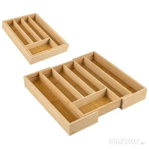 MALLONY Лоток для столовых приборов BAMBOO (раздвижной), 36*26(38)*5,5 см. 105123-SK