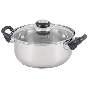 Mallony Кастрюля из нерж стали с крышкой (стекло) BAK-S-03, 2,8 л, ручки - бакелит, одинарное дно, 985888-SK