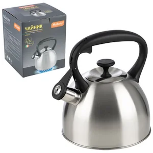 MALLONY Чайник MENTOLO объём 2,5 л из нержавеющей стали со свистком, окрашенный корпус. 985616-SK