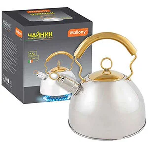 MALLONY Чайник из нерж. стали DJB-3427 (2,5 литра, со свистком, капсульное дно) 910070-SK