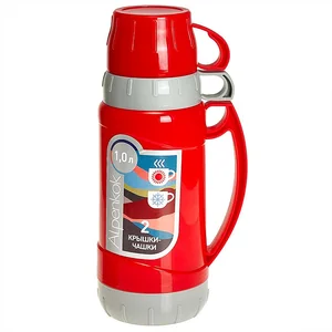 ALPENKOK Термос со стеклянной колбой 1 л AK-10101S красный