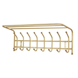 НИКА Вешалка настенная с полкой 800х238х268 мм (8 крючков) ВП8/З золото