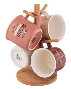 Lefard Набор Из 4 Кружек На Деревянной Подставке Break Time 410 Мл Микс 756-285